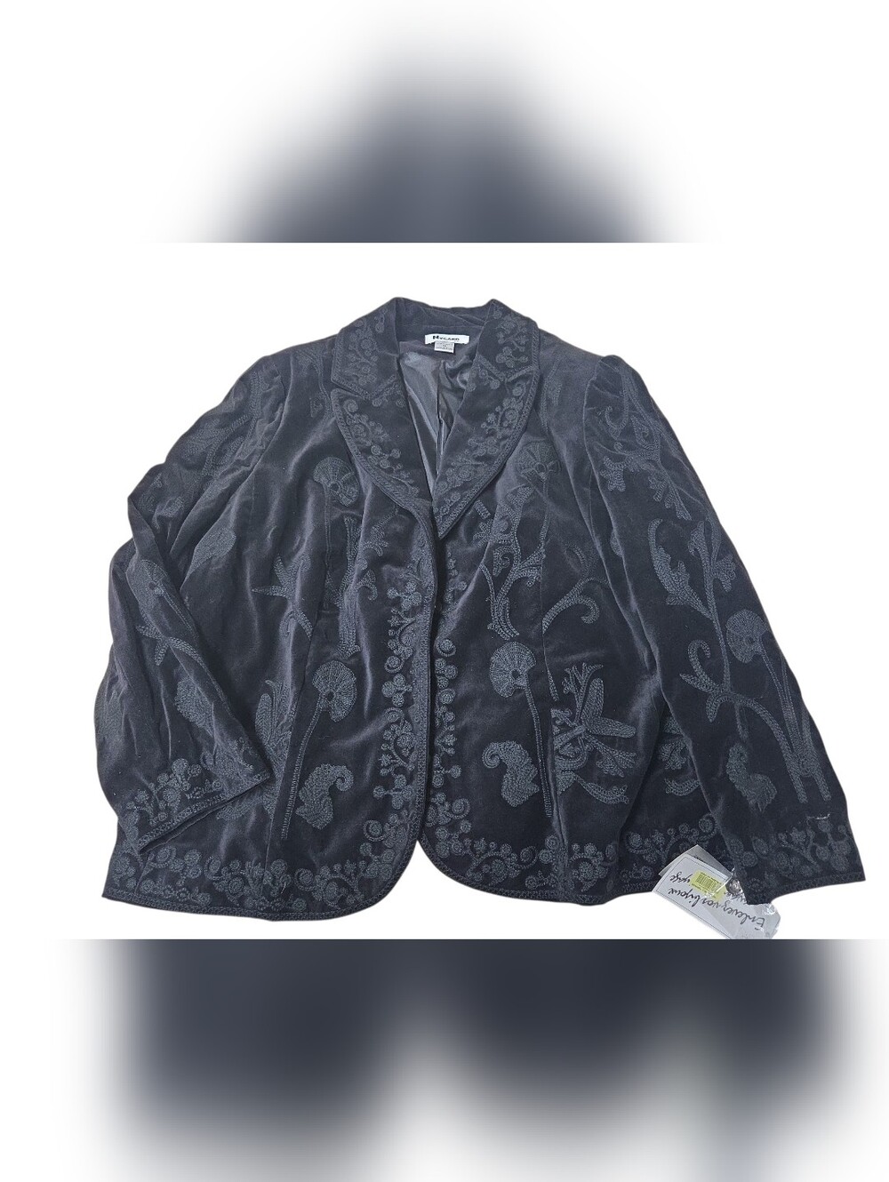 Vintage Nygard Collection Black Velvet Embroidered Cotton Women's Blazer Size 22